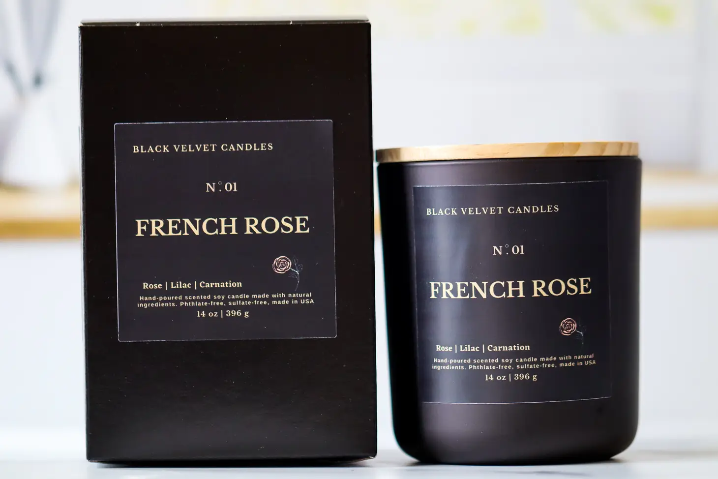 Black Velvet Candles French Rose